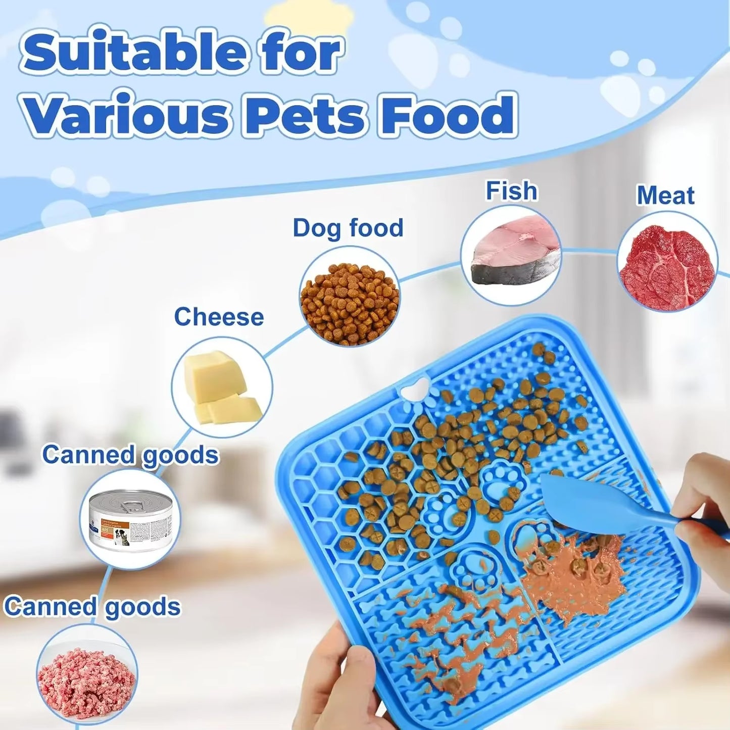 Lick Mat for Dogs, Dog Lick Mat with Suction Cups Dog Food Mat and Slow Feeder Cat Bowl for Dog Anxiety Relief.