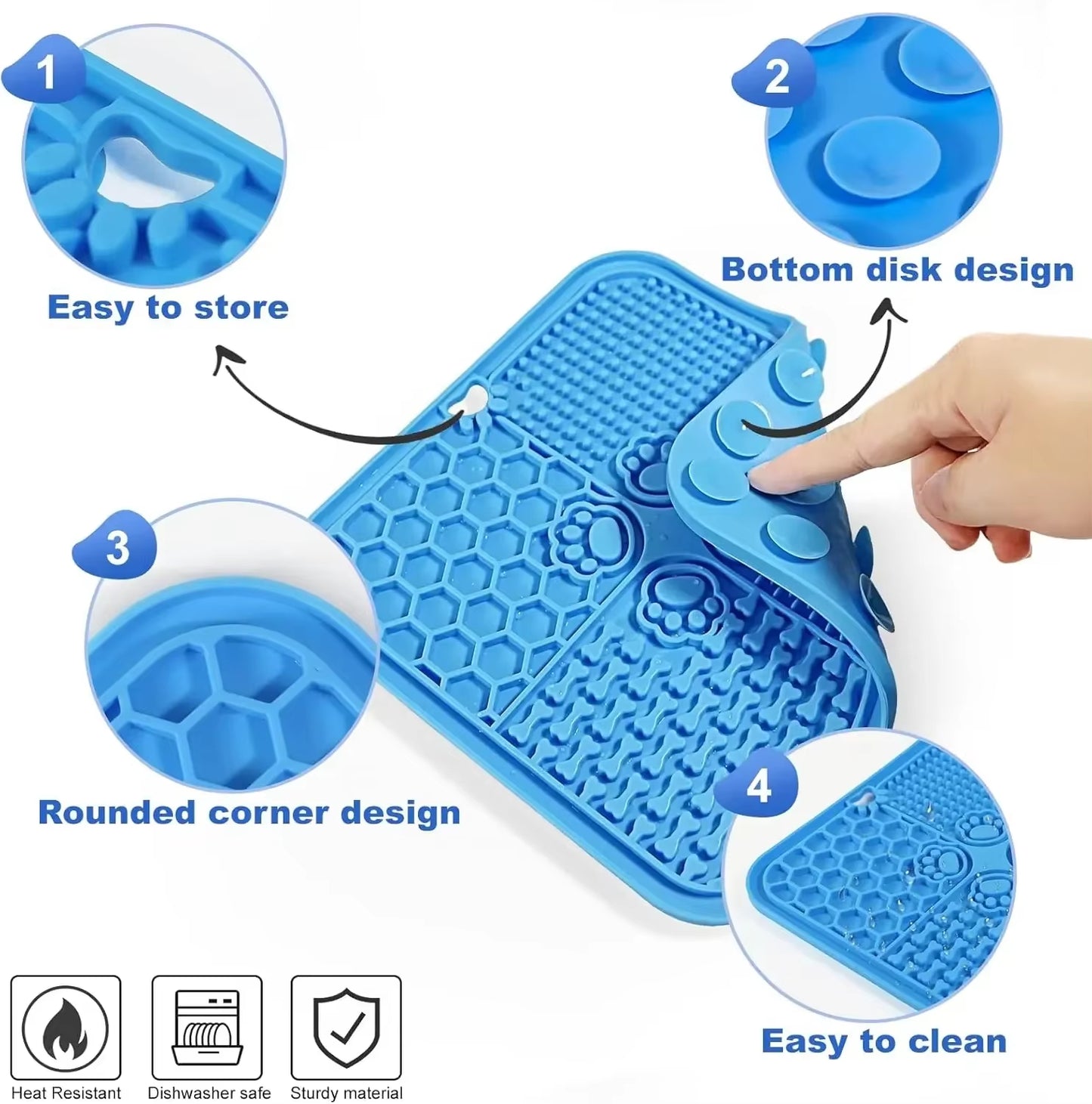 Lick Mat for Dogs, Dog Lick Mat with Suction Cups Dog Food Mat and Slow Feeder Cat Bowl for Dog Anxiety Relief.